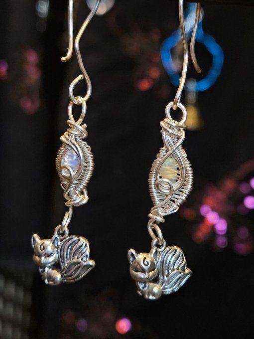 Boucle d'oreille Opale blanche éthiopienne 