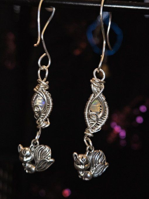 Boucle d'oreille Opale blanche éthiopienne 