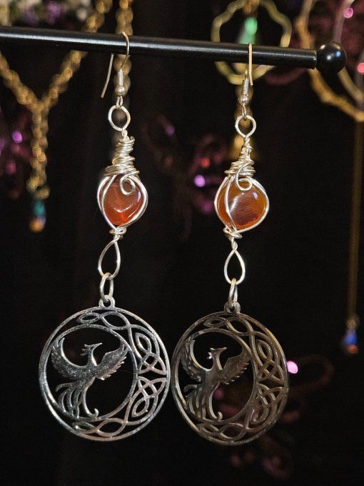 Cornaline✨ - boucles d'oreilles Phénix 