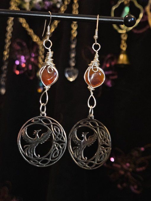 Cornaline✨ - boucles d'oreilles Phénix 