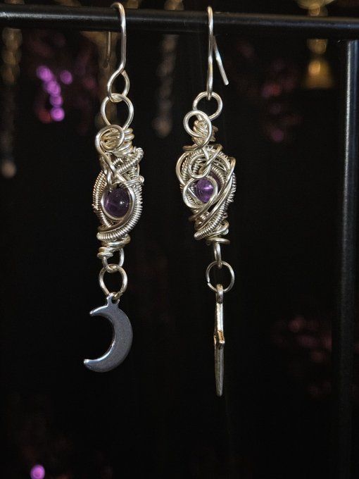  - Améthyste. Boucles d’oreille 