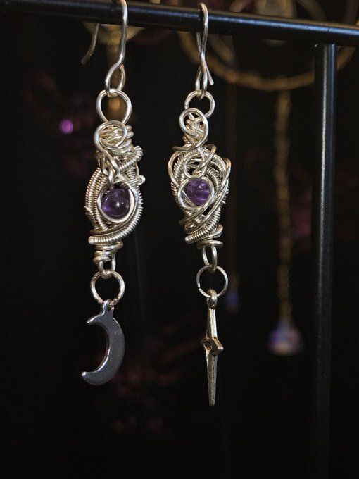  - Améthyste. Boucles d’oreille 