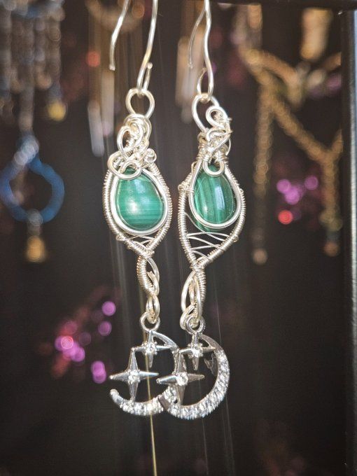 Boucle d'oreille Malachite –✨ Harmonie et Protection du Cœur 