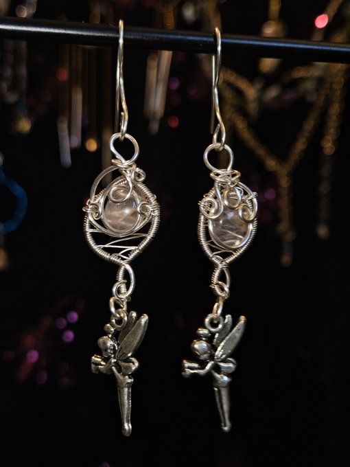 Boucle d'oreille - Quartz rose ,amour et douceur 