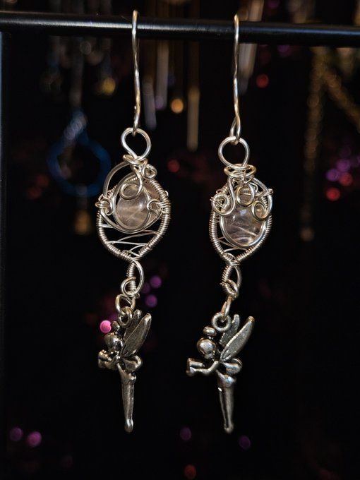 Boucle d'oreille - Quartz rose ,amour et douceur 