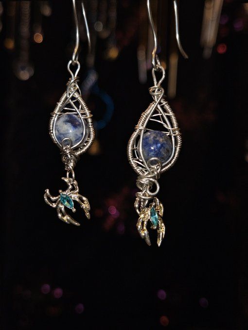 Sodalite -Boucle d'oreille- Pétale d'Ether