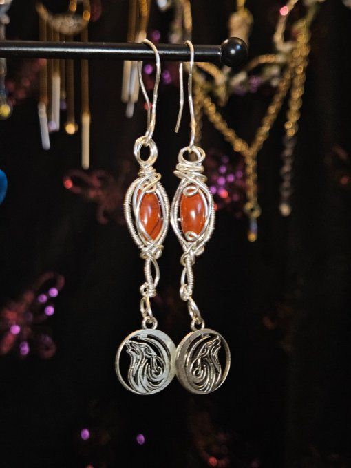 Boucle D'oreille Jaspe rouge 