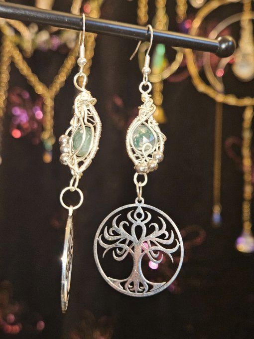 Boucle d'oreille agate mousse 