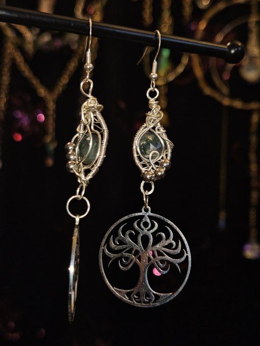 Boucle d'oreille agate mousse 