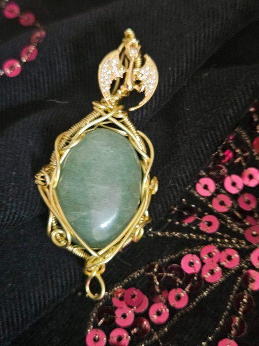 Pendentif Or -Aventurine Verte✨ Sérénité ,Prospérité✨