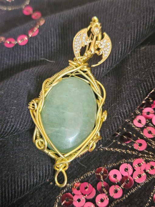 Pendentif Or -Aventurine Verte✨ Sérénité ,Prospérité✨