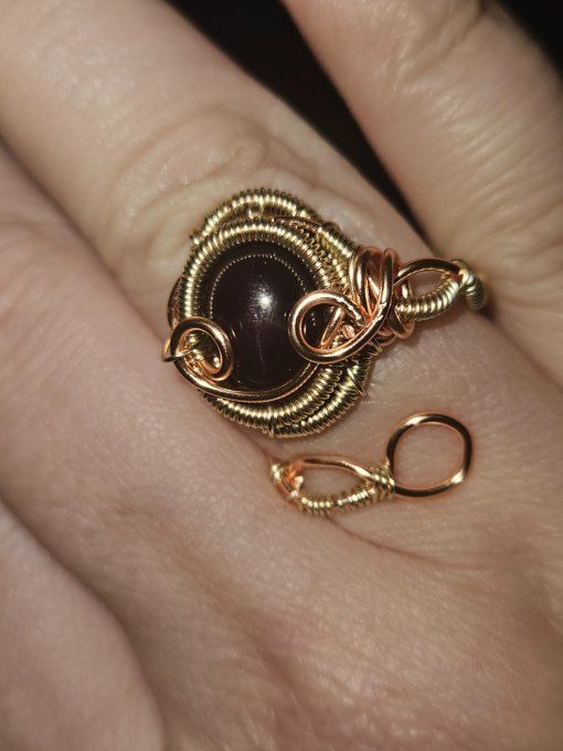 Bague Grenat etoilé -pierre de vaillance 