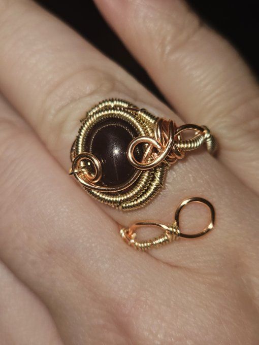 Bague Grenat etoilé -pierre de vaillance 