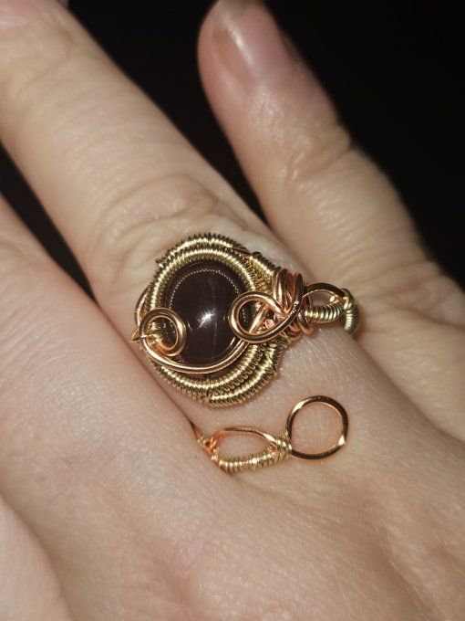 Bague Grenat etoilé -pierre de vaillance 