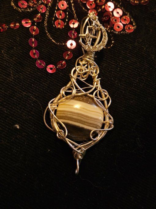 Amulette Argent Jaspe Zèbre – Pierre D’Ancrage & Protection Douce  