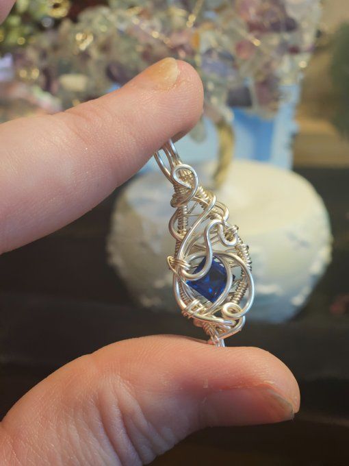 Amulette argent Spinelle Bleu ✨ Intuition et de Confiance