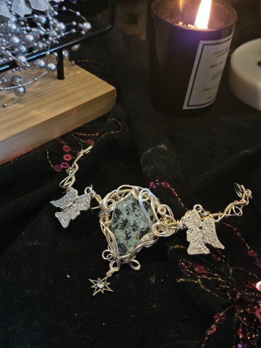 Collier modulable Quartz a hemimorphite  -reservation Geneviève 