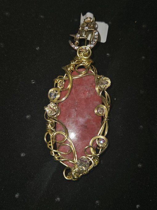 Légende d'hiver Thulite- zoïsite rose ✨Lune d'or 