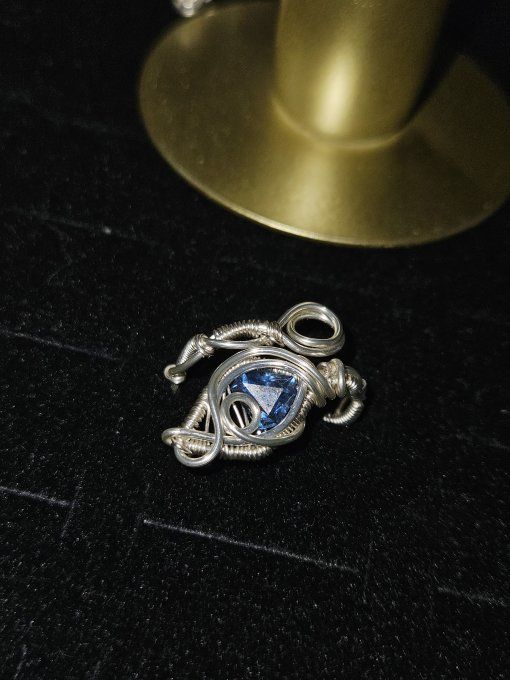 bague zircon bleu-ajustable