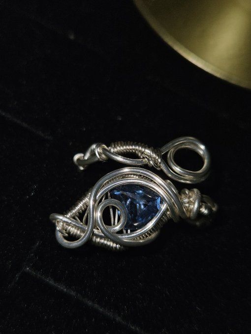 bague zircon bleu-ajustable
