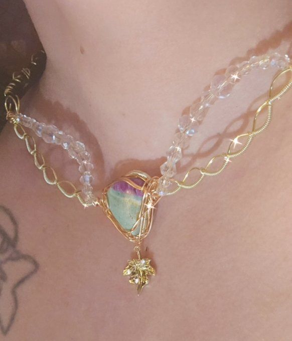 Constellation De La Libellule — Collier Modulable En Fuchsite Rubis   