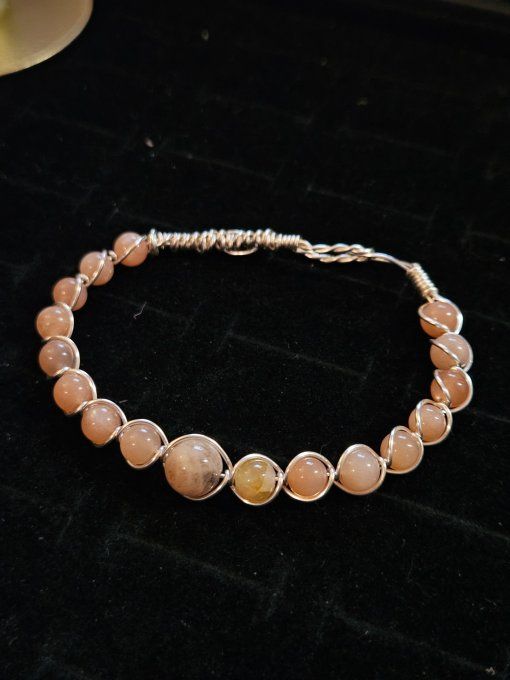 Bracelet Pierre de lune - hecatolite pêche  