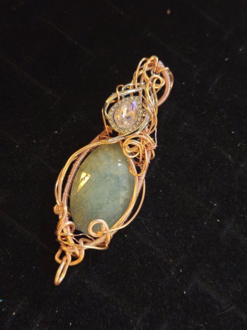 Amulette aigue marine✨ - cuivre or rose 