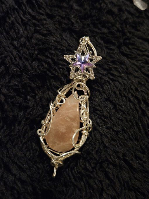 Amulette Morganite - Béryl rose -Amour, Paix Intérieure