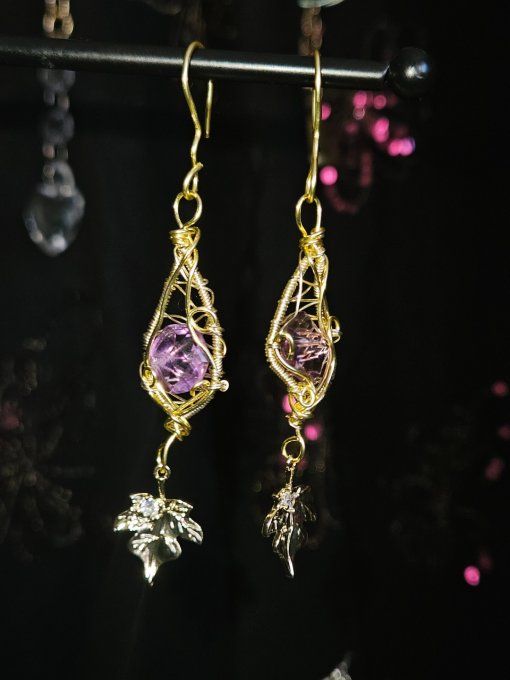 Boucles d’oreille amethyste Or facette.