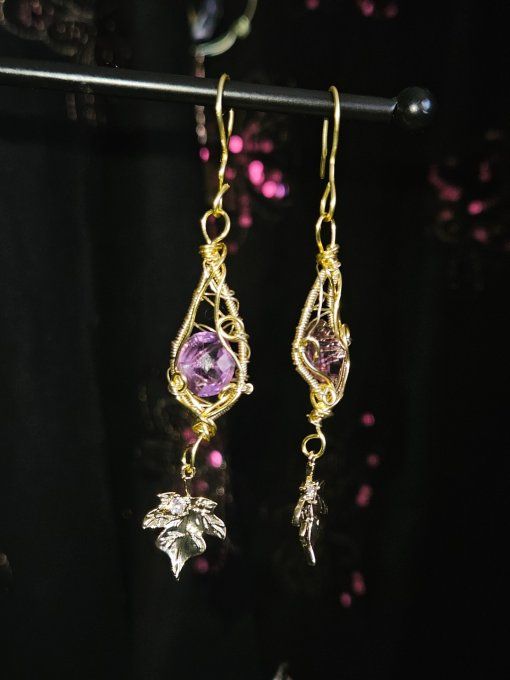Boucles d’oreille amethyste Or facette.