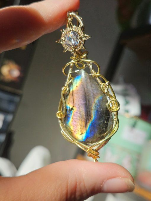 Legende labradorite : voie lactée - pendentif Or cuivre