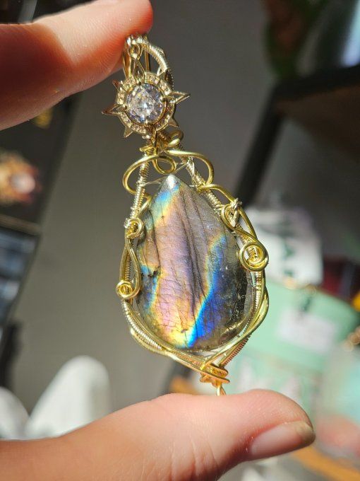 Legende labradorite : voie lactée - pendentif Or cuivre