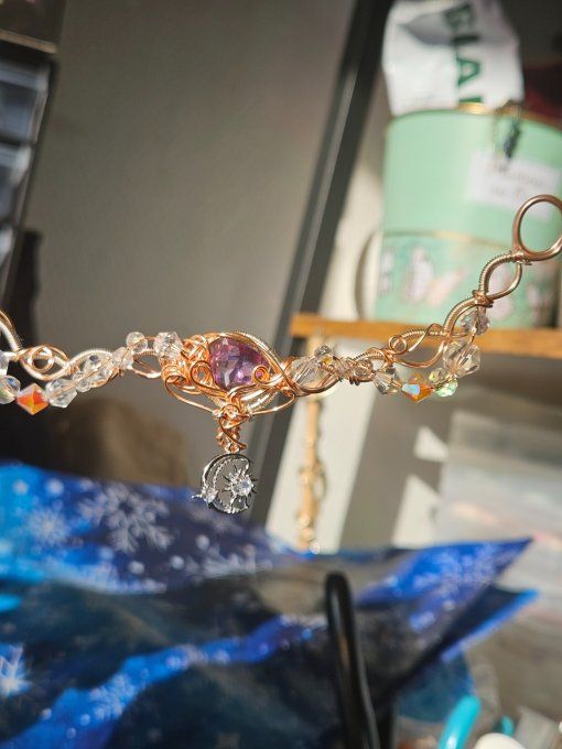 Legende Du Bifröst : Collier Modulable Amethyste Cuivre Rose