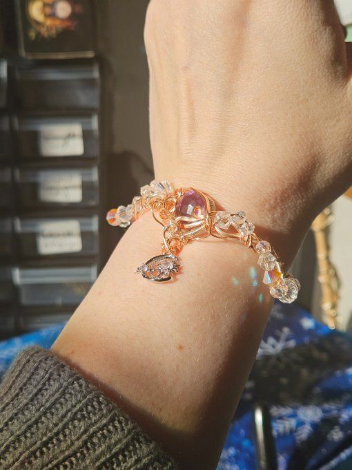 Legende Du Bifröst : Collier Modulable Amethyste Cuivre Rose