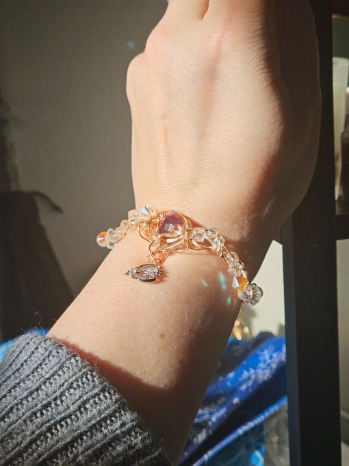 Legende Du Bifröst : Collier Modulable Amethyste Cuivre Rose