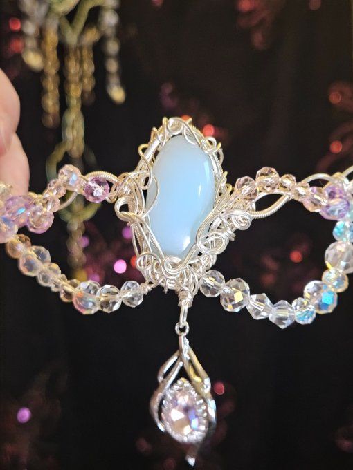 Collier modulable aqua calcédoine 