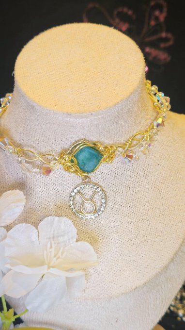 Astro Taureau - Or Emeraude -Collier modulable