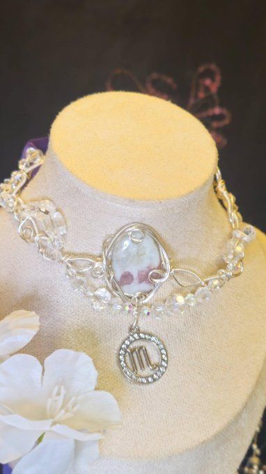 Astro Scorpion - Rubellite anhydrite - Collier modulable