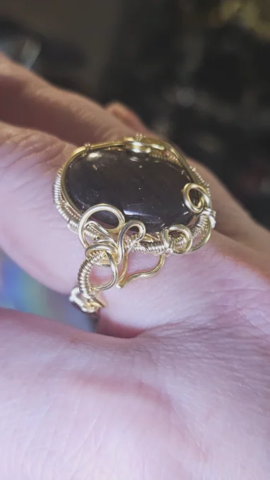 Bague or Labradorite violette 