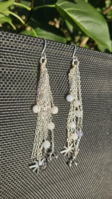 Boucle d'oreille cascade de perles
