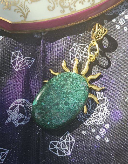 Pendentif  Chrysocolle Malachite -Paix, Guérison et Protection.