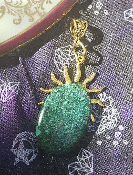 Pendentif  Chrysocolle Malachite -Paix, Guérison et Protection.