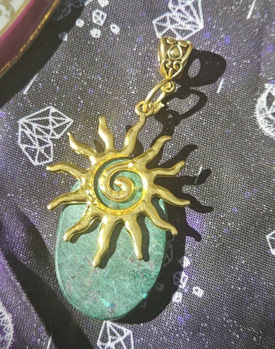 Pendentif  Chrysocolle Malachite -Paix, Guérison et Protection.