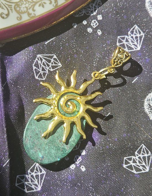 Pendentif  Chrysocolle Malachite -Paix, Guérison et Protection.