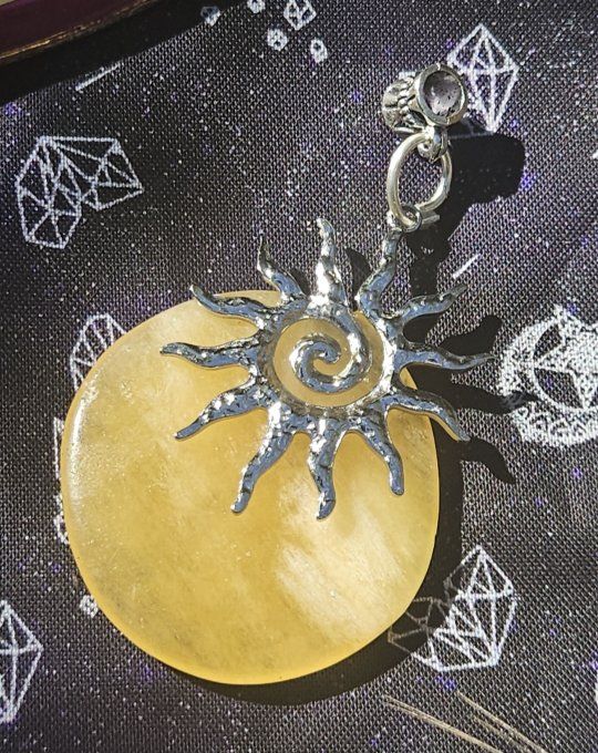 Pendentif Calcite jaune -Pierre de joie solaire