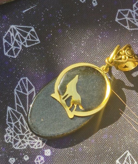 Collier obsidienne dorée loup d’or 