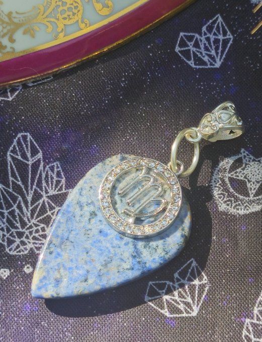 Collier Dumortierite -Quartz bleu -astro vierge 