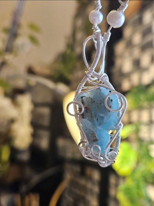 Collier Hemimorphite Brut -Communication & Harmonie✨ 