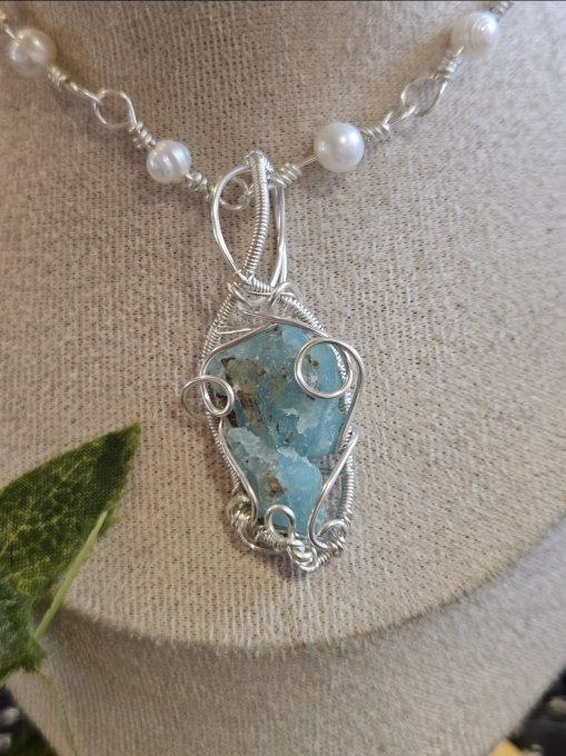 Collier Hemimorphite Brut -Communication & Harmonie✨ 