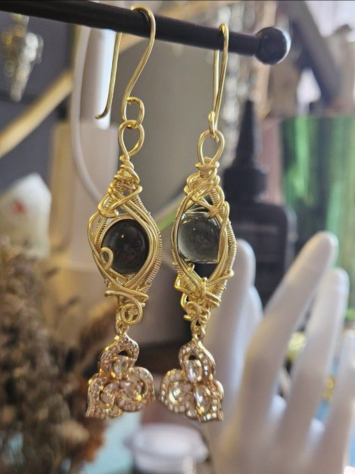 Réserver  Boucle d'oreille  chrysoberyl Oeil de chat-Protection et peurs - Copie